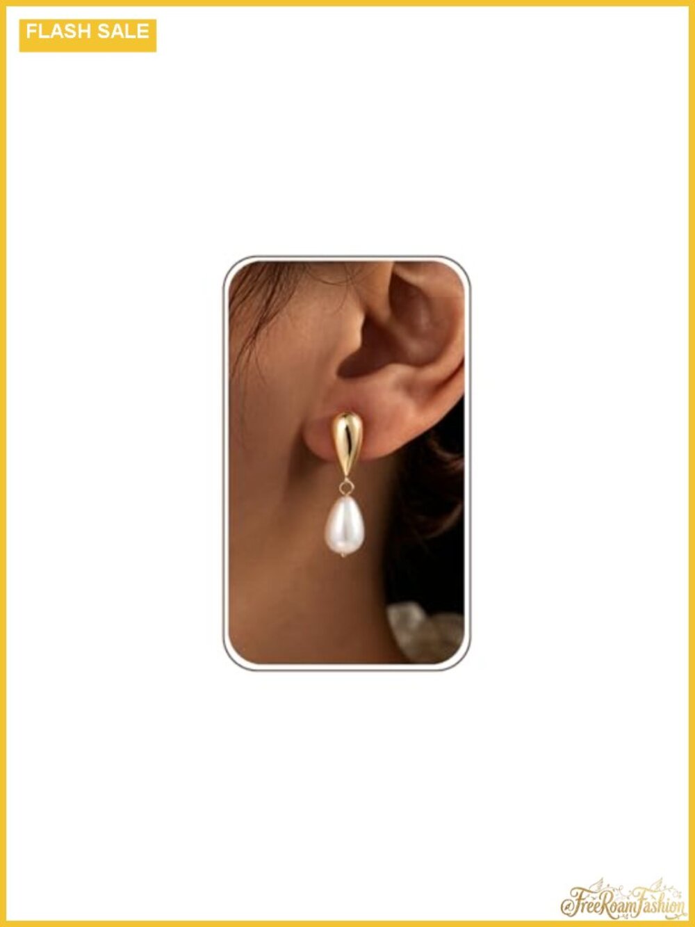 14K Gold Plated Pearl Drop Dangle Earrings